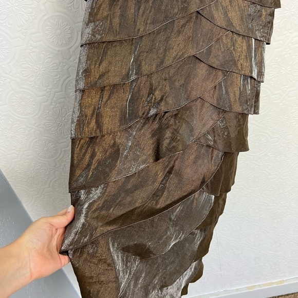 Vintage Cache Halter Dress Size 6 Y2K 90s Metallic Vneck Cocktail Formal Event - Picture 4 of 7